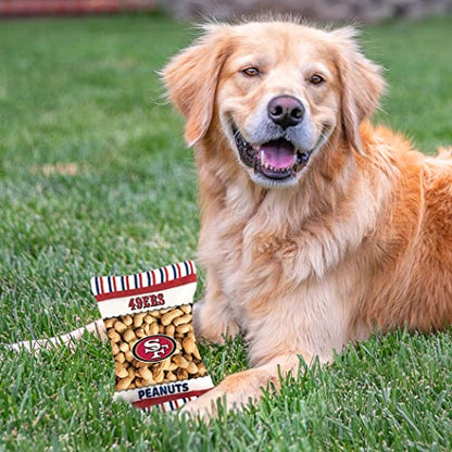 NFL SAN Francisco 49ERS Crinkle FINE Plush Dog & CAT Squeak Toy - Cutest Stadium Peanuts Snack Plush Toy for Dogs & Cats with Inner Squeaker & Beautiful Baseball Team Name/Logo - color: San Francisco 49ers, style: STADIUM PEANUTS SNACK
