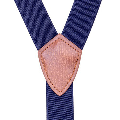 AWAYTR Kids Boys Adults Suspenders - 4 Sizes Sturdy Metal Clips Elastic Adjustable Suspender - color: Navy Blue, size: 33Inches (8 Years to 12 Years)