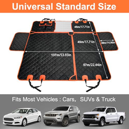 VIVOYAN Dog Car Seat Cover for Back Seat, Waterproof Heavy Duty Pet Protector with Hard Bottom Extender, Scratchproof Nonslip Hammock Fits Cars, Trucks & SUVs, Holds 400lbs, Mesh Window