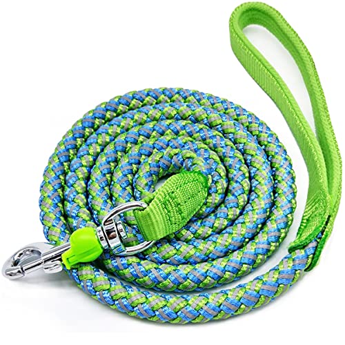 2/3/4/6/10 Foot Reflective Dog Leash Strong Nylon Rope Braided Heavy Duty for Large and Medium Small Dogs Walking Training Leads (Green, 6ft * 3/4") - color: Green, size: 6ft * 3/4"