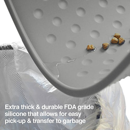 PetFusion Toughgrip Large Plus Dog Food Mat [Just The Right Size Before Getting Too Big @ 27.5 x 17.5]. Waterproof, Extra Tough FDA Grade Silicone, Grey