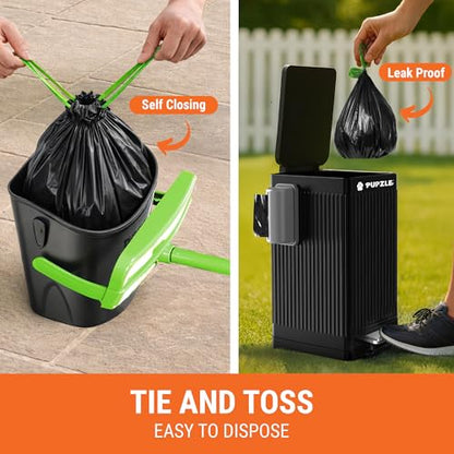 Pupzle Dog Pooper Scooper with Bag Attachment, 40" Long Handle Pooper Scooper for Large Dogs, Dog Poop Scoop for Yard, Large Capacity Swivel Bin and Rake, Lavender Scented Bags (Green) - color: Green