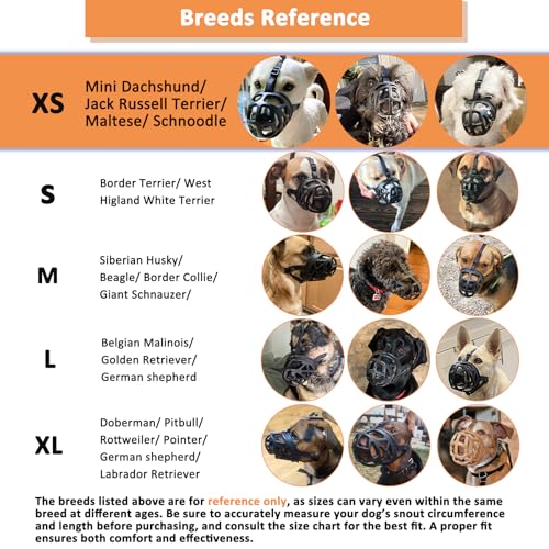 BARKLESS Dog Muzzle, Basket Muzzle for Biting, Chewing and Scavenging, Humane Cage Mouth Cover, Perfect for Grooming and Training Small Aggressive Reactive Dogs (XS, Brown) - size: Extra Small
