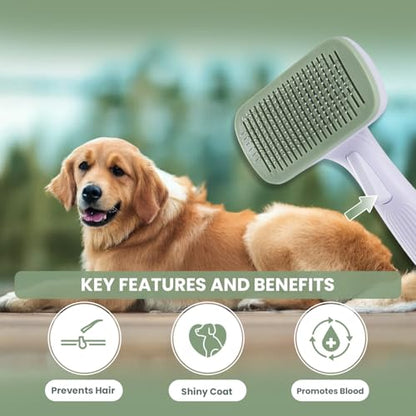 Self- Cleaning Slicker Brush for Dogs Suitable for Short & Long Haired Dogs and Effective Deshedding for Pet Grooming, Undercoat Removal, Tangle-Free Fur, Skin-Friendly Tool for Healthy Coat - size: Medium