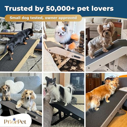 Dog Ramp for Couch – Non-Slip, Sturdy Build Foldable Wooden Dog Ramp – Supports up to 200 lbs – 7 Adjustable Heights (14"–20.5") – Enhanced Stability – Birchwood Pet Ramp for Small Dogs – Walnut - color: Walnut