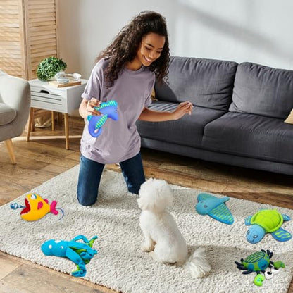 Squeaky Dog Toys, Floating Dog Toys for Indoor or Outward Play, Interactive Dog Gifts for Small and Medium Dogs – Seahorse - style: D-Seahorse