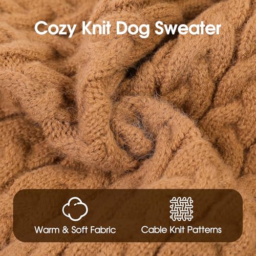 SAWMONG Dog Sweater, Dog Sweaters for Small Dogs Girls Boys, Pullover Turtleneck Knitted Doggy Sweatshirt, Cold Weather Pet Clothes（Khaki, Small - color: Khaki, size: Small