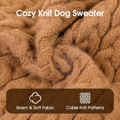 SAWMONG Dog Sweater, Dog Sweaters for Small Dogs Girls Boys, Pullover Turtleneck Knitted Doggy Sweatshirt, Cold Weather Pet Clothes（Khaki, Small - color: Khaki, size: Small
