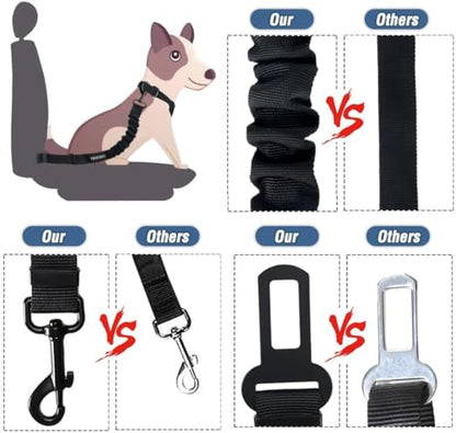 COOYOO Dog Seat Belt,Retractable Dog Car Harness Seat Belt for Car Adjustable Nylon Pet Safety Seat Belts Heavy Duty & Elastic Bungee Buffer - color: 06-Gray Blue