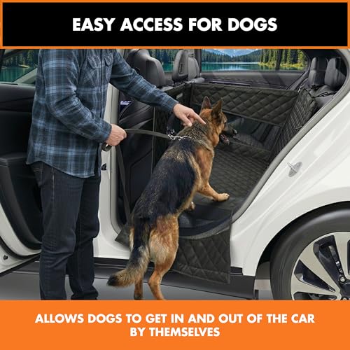 Half Hammock Dog Seat Cover for Back Seat - Waterproof Half Backseat Dog Cover, Space Saving Split Seat Design, Universal Fit & Heavy Duty Pet Restraint - color: Black Large