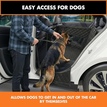 Half Hammock Dog Seat Cover for Back Seat - Waterproof Half Backseat Dog Cover, Space Saving Split Seat Design, Universal Fit & Heavy Duty Pet Restraint - color: Black Large