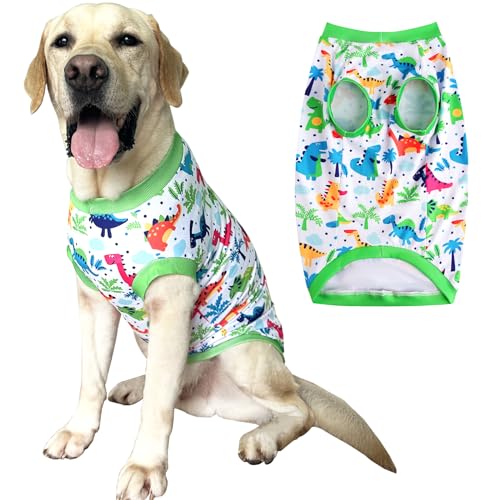Pet Dog Green Sleeveless T Shirts with Dinosaur Pattern Printed pet Clothes Soft Breathable Vest for Large Dogs X-Large,Green - color: Dino Grenn, size: XL