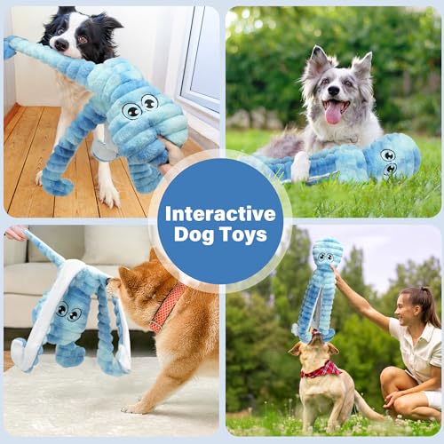 Prime Pets Dog Toys for Large Dogs, 27“ Extra Large Plush Octopus Dog Toy, Crinkle Squeaky Dog Toys to Keep Them Busy, Interactive Tug of War Pet Toy for Small Medium Large Breeds, Tie-dye Blue - color: Tie Dye Blue