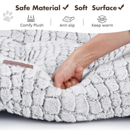 Dog Bed Crate Mat Plush Kennel Pad for Small to Large Dogs - Soft, Anti-Slip, Comfy - color: White, size: Large 36"x24"