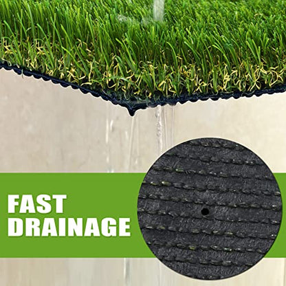 Premium Artificial Grass 3' x 11' Outdoor Rug, 1.38" Realistic Thick Turf for Garden, Yard, Fake Lawn, Dogs Synthetic Grass Mat, Rubber Backed with Drainage Holes, Customized Sizes - size: 3' x 11'
