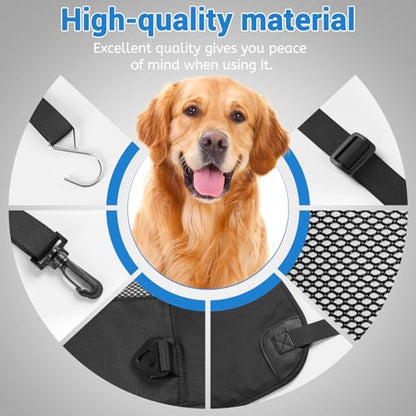 Dog Car Backseat Barrier, Padded and Durable Nylon Net Pet Barrier, Vehicle Travel Dog Fence with 2 Mesh Windows, for Safe Driving, Easy to Install and Adjust for All Cars