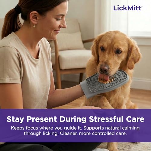 Lixy Pet LickMitt – Dual-Sided Calming & Grooming Mitt for Dogs and Cats – Human-Held Silicone Treat Mitt for Anxiety Relief, Bonding & Shedding – BPA-Free, Food-Grade, Easy Clean – Gray - color: Gray