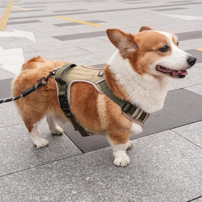 Small Dog Harness, Heavy Duty Tactical No-Pull Reflective Harness & Collar Set — Secure, No Choke, Easy On and Off Pet Vest, Adjustable Dog Vest with Breathable Padded for Walking Hiking Training - size: Small
