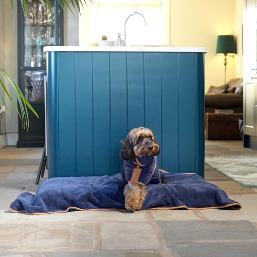Lucky Pooch® Dog Robe - Luxurious Dog Bathrobe - Ultra Absorbent Dries Your Dogs in Minutes! Double-Layer, Super Soft Towel and Bath Robe All in One (XXS, French Navy) - color: French Navy, size: XXS