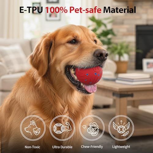 Dog Toys for Small Medium Dog to Keep Them Busy, Interactive Dog Toys, Automatic Moving Bouncy Dog Balls 3-Modes with Lights, Motion Activated Rolling Dog Balls, Mental Stimulation (Red Ballshell) - color: Red Ballshell