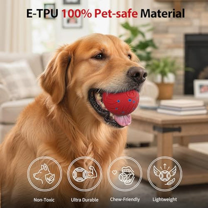 Dog Toys for Small Medium Dog to Keep Them Busy, Interactive Dog Toys, Automatic Moving Bouncy Dog Balls 3-Modes with Lights, Motion Activated Rolling Dog Balls, Mental Stimulation (Red Ballshell) - color: Red Ballshell