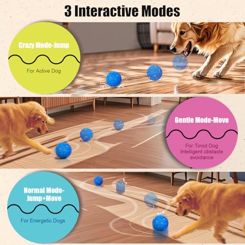 Interactive Dog Ball Toy, Smart Dog Toy for Medium and Large Dogs, Automatic Moving Rotating & Bouncing Ball, Durable E-TPU Material, IP54 Waterproof, Motion-Activated Dog Toy for Active Dogs - color: Blue
