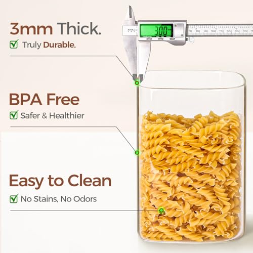 ComSaf 2Pcs Large Glass Storage Containers with Lids 4Qt, 1 Gallon Wide Mouth Flour Sugar Storage Containers, Large Capacity and Sealed for Rice, Cereal, Oat, Easy Clean and Scoop, Pantry Organization - size: 4Qt*2