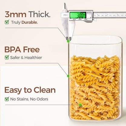 ComSaf 2Pcs Large Glass Storage Containers with Lids 4Qt, 1 Gallon Wide Mouth Flour Sugar Storage Containers, Large Capacity and Sealed for Rice, Cereal, Oat, Easy Clean and Scoop, Pantry Organization - size: 4Qt*2