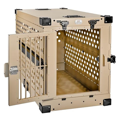 K9 Kennel Boss Aluminum Collapsible Dog Crate, Heavy Duty Folding Kennel - Medium (Tan) - color: Tan, size: 34.6"L x 25.2"W x 28.9"H