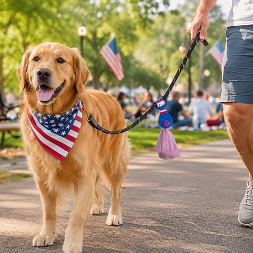2 Pieces Dog Poop Bag Holder for Leash Waste Bag Carrier (Blue - American Flag) - color: Blue - American Flag