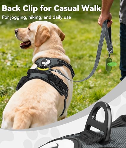 Joytale No Pull Dog Harness Medium Sized Dog, Reflective Pet Vest with Front Clip, Adjustable Soft Padded Harnesses with Easy Control Handle for Training and Walking, Gray, M - color: Gray, size: Medium