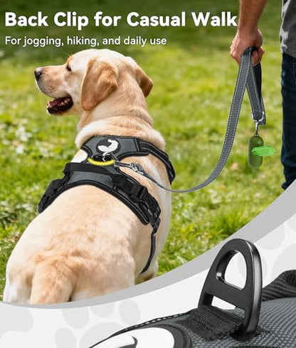 Joytale No Pull Dog Harness Medium Sized Dog, Reflective Pet Vest with Front Clip, Adjustable Soft Padded Harnesses with Easy Control Handle for Training and Walking, Gray, M - color: Gray, size: Medium