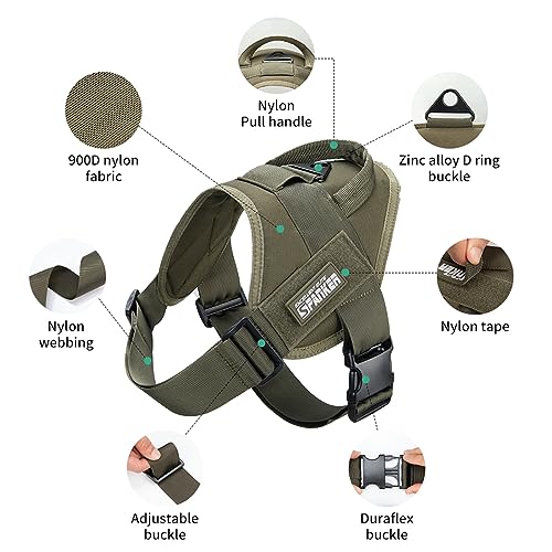 EXCELLENT ELITE SPANKER Tactical Dog Vest Training Military Patrol Service Dog Harness Easy Control Adjustable No-Pull Nylon Pet Harness with Handle for Small Medium Large Dogs(RGN-L) - color: Ranger Green, size: L