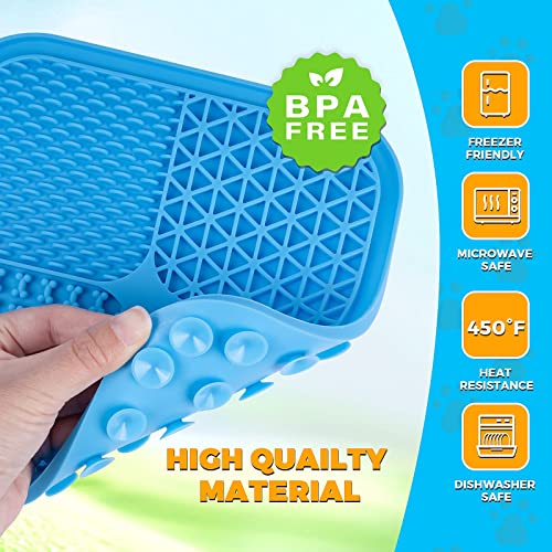 NearHome Lick mat for dog and cat with suction cup and silicone bowl-Extra spoon and brush,3 part for peanut butter,yogurts and different foods,Boredom and Anxiety Reducer,Perfect for Bathing Grooming