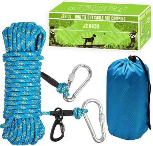 Dog Tie Out Cable for Camping - 50ft/70ft/100ft Portable Reflective Overhead Trolley System for Dogs up to 300lbs - Dog Lead for Yard Camping | Parks | Outdoor Events Blue - color: Blue, size: 70FT