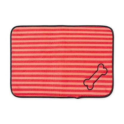 Bone Dry Machine Washable, Ultra Absorbent Pet Mat, 12x18", Red Stripe - color: Red Stripe, size: 12"L x 18"W