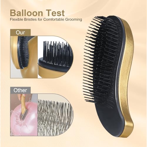 Small Dog Brush- Grooming Tool for Teddy, Yorkies, Maltese, Shih Tzu, Chihuahua - Puppy Hair Brush - (Rose Gold) - color: Rose Gold