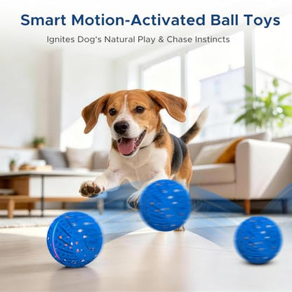 Dog Toys for Small Medium Dog to Keep Them Busy, Smart Interactive Dog Toys, Automatic Moving Bouncy Dog Balls with Lights, Motion Activated Rolling Dog Balls, Mental Stimulation, E-TPU Blue - color: Blue