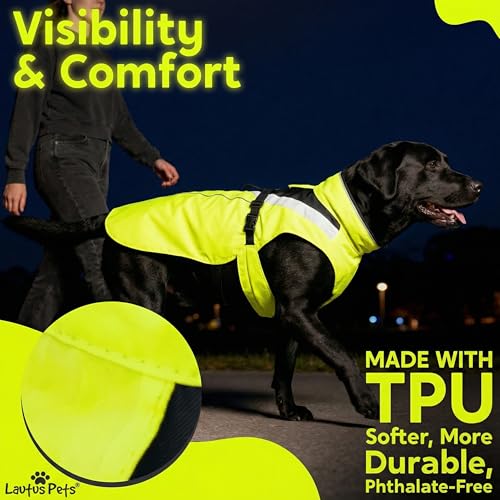 Waterproof Dog Rain Coat, Reflective Safety Strips & Leash Hole – Lightweight Adjustable Jacket for Medium Breeds - M, Yellow - color: Yellow, size: Medium