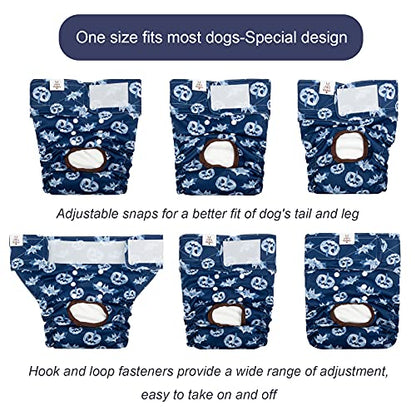 CuteBone Dog Diapers Female Washable Small Medium Large 3 Pack Reusable Doggie Diapers Puppy Period Pants for Doggy Heat Cycle Peeing - size: M