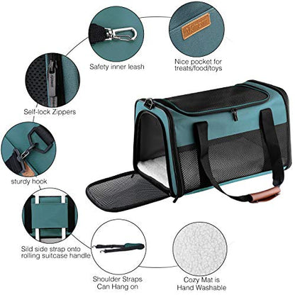 Cat Carrier - Portable Foldable Dog Pet Carrier, Soft-Sided Pet Bag up to 15 Lbs, Airline Approved Travel Puppy Carrier - color: Blue, size: 17.5"L x 11.0"W x 11.0"H