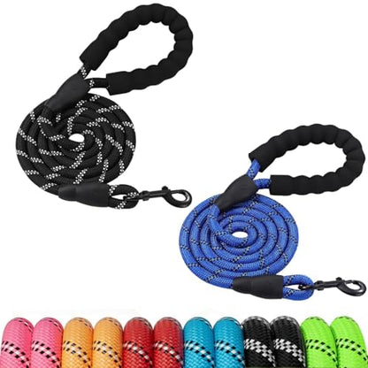 Dog Leash for Medium,Large and Small Dogs,Heavy Duty,Durable Rope,Lightweight Design for Walking,Training,and Outdoor Activities,Pack of 2 Leash,Black and Blue,6Ft,1/2 inch - color: 2PCS-Black+Blue