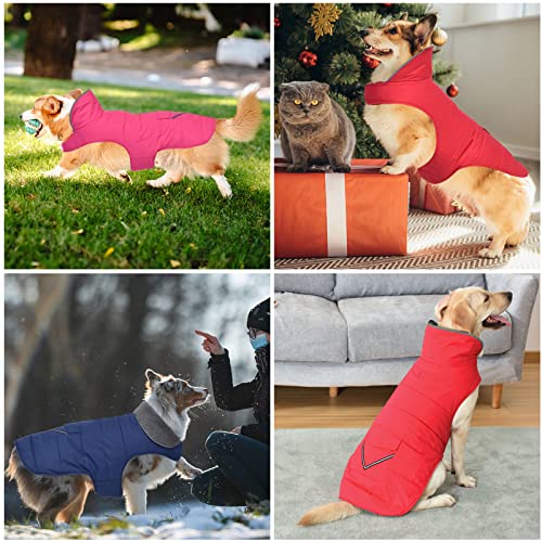 Petglad Dog Coat, Waterproof Dog Winter Jacket with Pocket, Reflective Adjustable Pet Snow Vest, Warm Cozy Fleece Sweater for Small Medium Extra Large Dogs - Purple, XS - color: Purple, size: XS(Chest Girth:8.7-12.6")