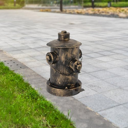 DouSeiAi Retro Fire Hydrant Trash Can - 1.3 Gallon Metal Garbage Bin with Foot Pedal & Removable Inner Bucket, Heavy-Duty Indoor/Outdoor Waste Can for Garden, Patio, Park, Kitchen and Dog Waste, - color: Bronze