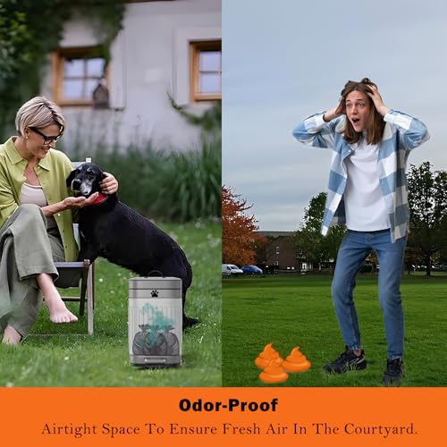 Dog Poop Trash Can Outside, 5L/1.3Gal Metal Dog Waste Trash Can with Lid, Foot Pedal, Pet Waste Container with 40 Bags, Poop Bucket with Lid Soft Close for Pet, Grey - size: 5L Grey Trash Can