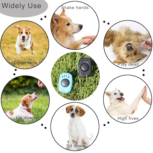 Pet Clicker for Dogs/Cats/Horses/Birds or Other Animals - Mini Finger Clickers for Training (Black + Blue)