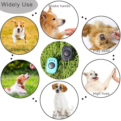 Pet Clicker for Dogs/Cats/Horses/Birds or Other Animals - Mini Finger Clickers for Training (Black + Blue)