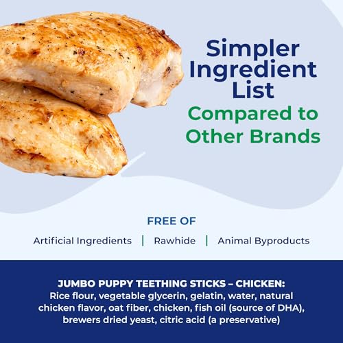 N-Bone Jumbo Puppy Teething Sticks, Chicken Flavor, Natural Puppy Chew Sticks for Growing Puppies, SQF Certified, Made with Rice Flour for Easy Digestion, Calcium Enriched, 7 ct. Pouch (7.3oz) - size: 7.28 Ounce (Pack of 1)