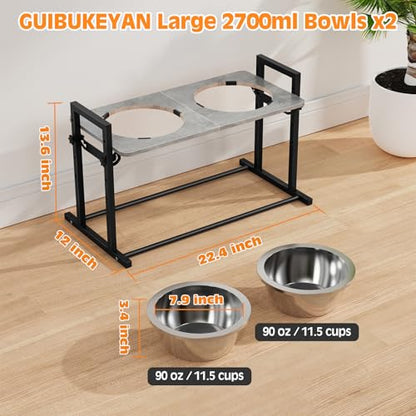 Elevated Dog Bowls for Large Dogs, 4 Height Adjustable Tilted Raised Dog Bowl Stand with 2 Stainless Steel 90 oz Bowls, 13.6" Tall Dogs Bowl Stand Feeder for Medium & Large Breed - color: Large & Medium Dogs