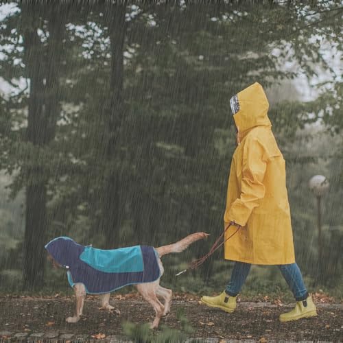 IECOii Hooded Dog Raincoat,Reflective Large Dog Rain Poncho,Ensure Safety in Low - Light Conditions, Adjustable Fit with Magic Sticker,Lightweight Waterproof Pet Rain Coat,Blue,XXL - color: Blue, size: 2X-Large
